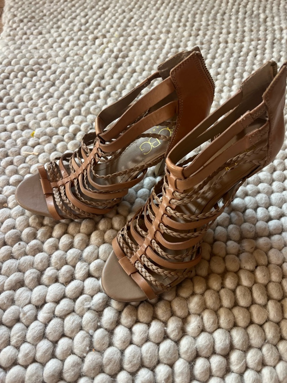 BCBG Braided Strappy High Heel Sandals - 7.5